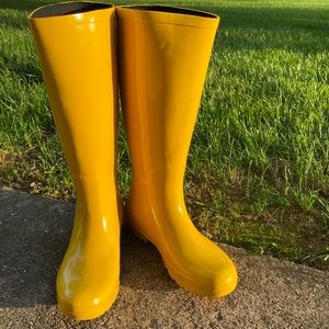 Yellow rain boots